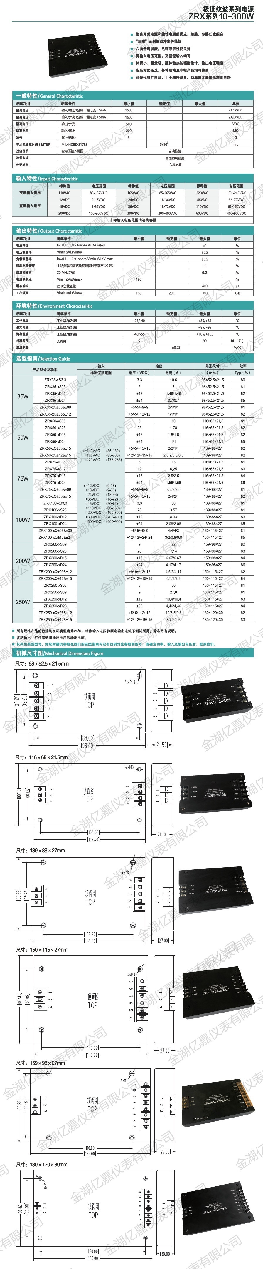 ZRX極低紋波系列電源模塊